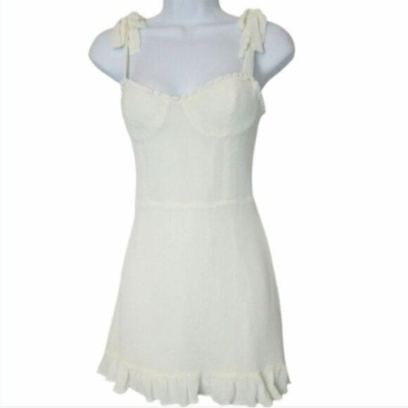 Reformation Christine Mini Dress White Ruffles Size 4 4P Sweetheart - Picture 6 of 12